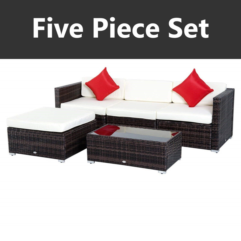 Zipcode Design™ Hazen 5 Piece Rattan Sectional Seating Group with